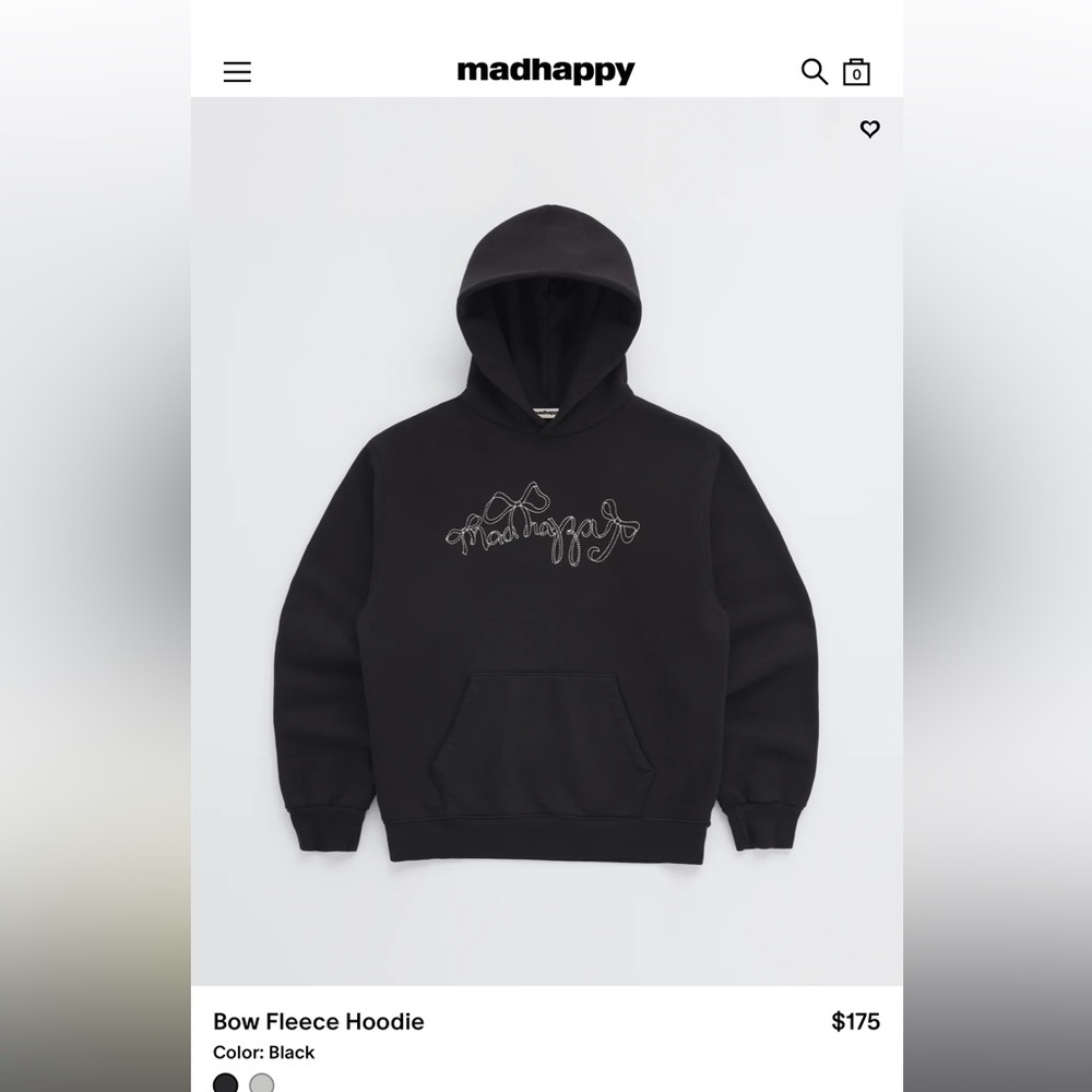 MADHAPPY Bow Fleece Hoodie size LARGE
